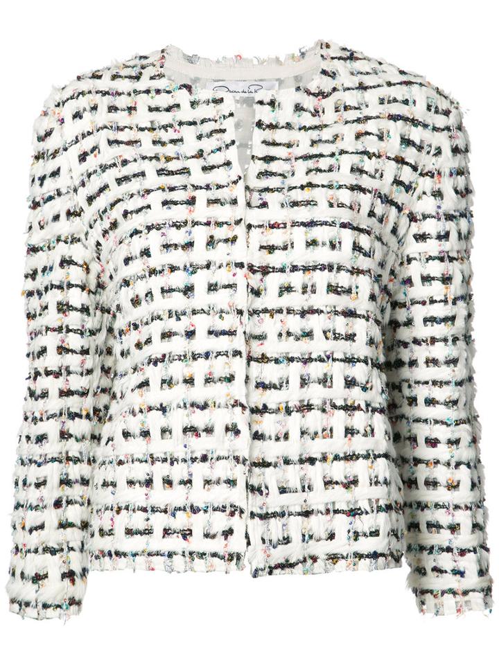Oscar De La Renta - Tweed Technique Jacket - Women - Silk/goat Fur/nylon - S, Women's, White, Silk/goat Fur/nylon