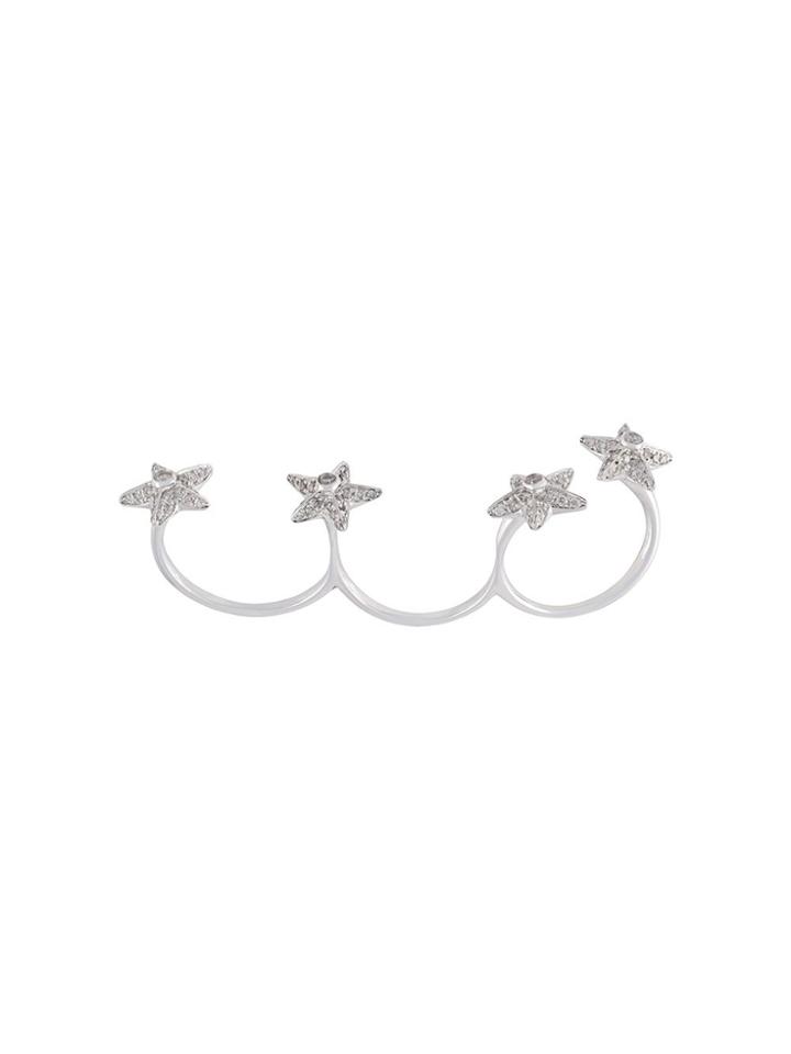 Elise Dray Diamond Star Three Finger Ring - Metallic