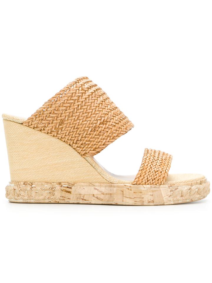 Casadei Woven Slip-on Wedges - Nude & Neutrals