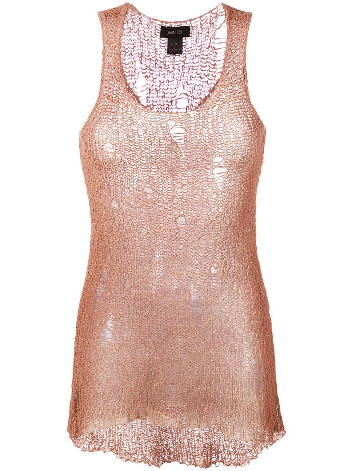 Avant Toi - Net Detail Top - Women - Silk/cotton - M, Pink/purple, Silk/cotton