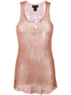 Avant Toi - Net Detail Top - Women - Silk/cotton - M, Pink/purple, Silk/cotton