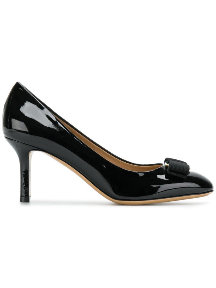 Salvatore Ferragamo Varnished Vara Pumps - Black