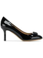 Salvatore Ferragamo Varnished Vara Pumps - Black
