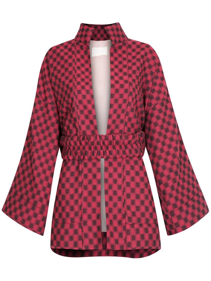 Lilly Sarti - Plaid Kimono - Women - Cotton - 38, Black, Cotton