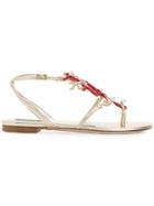 Roberto Cavalli Rhinestone Embellished Sandals - Metallic