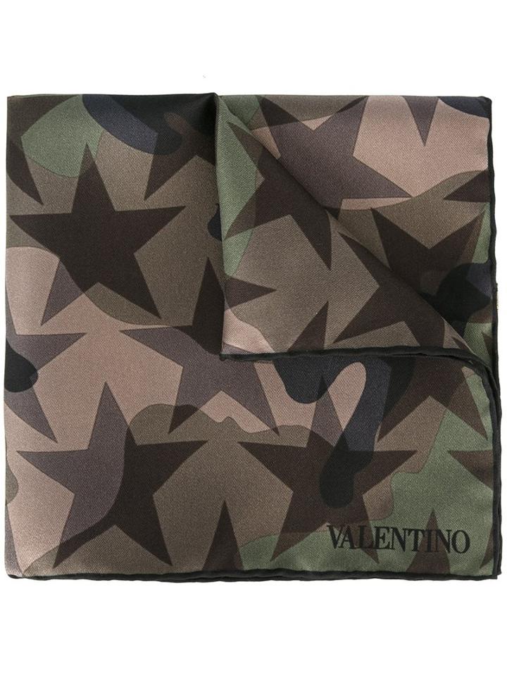 Valentino 'camustars' Pocket Square, Men's, Green, Silk