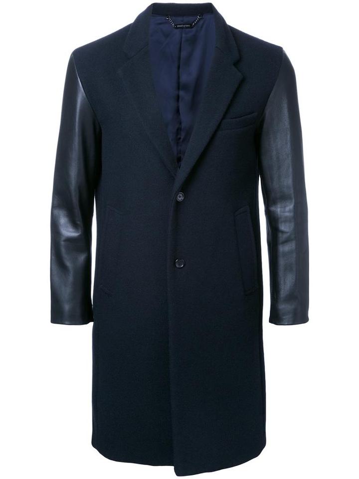 Monkey Time Single Breasted Coat, Men's, Size: Medium, Black, Wool/polyester/nylon/goat Skin