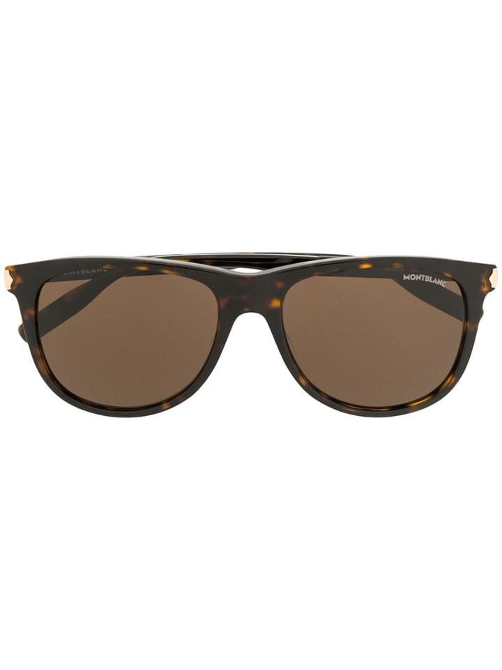 Montblanc Tortoiseshell Effect Sunglasses - Brown