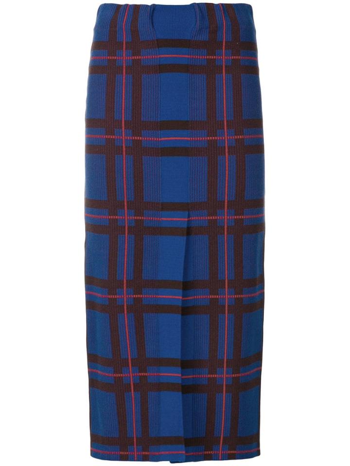 Études Motion Slit Front Tartan Skirt - Blue