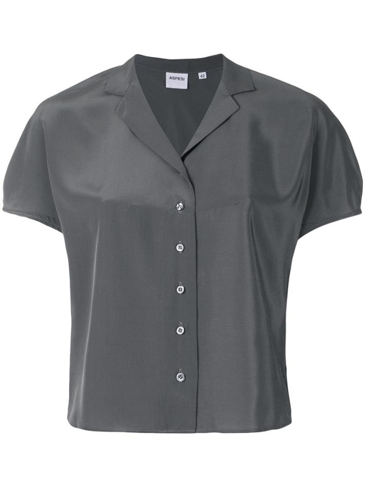 Aspesi Short Sleeve Open Collar Shirt - Grey
