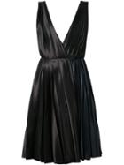 Cedric Charlier Pleated Plunging Neck Dress
