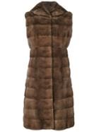 Liska - Fur Detail Coat - Women - Silk/mink Fur - L, Brown, Silk/mink Fur