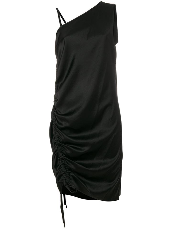 T By Alexander Wang Asymmetric Gathered Detail Dress - Black