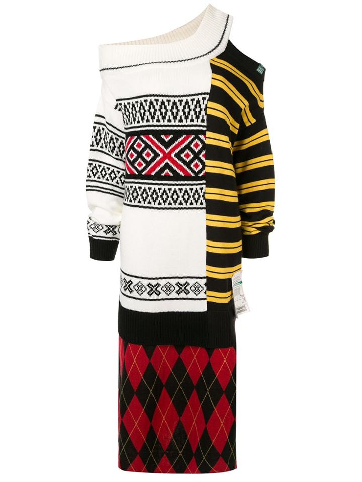 Maison Mihara Yasuhiro Patchwork Dress - White