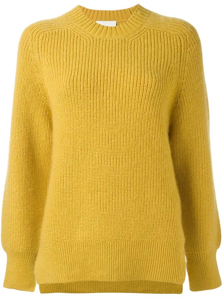 3.1 Phillip Lim Crew Neck Jumper, Women's, Size: Medium, Yellow/orange, Polyester/spandex/elastane/mohair/wool
