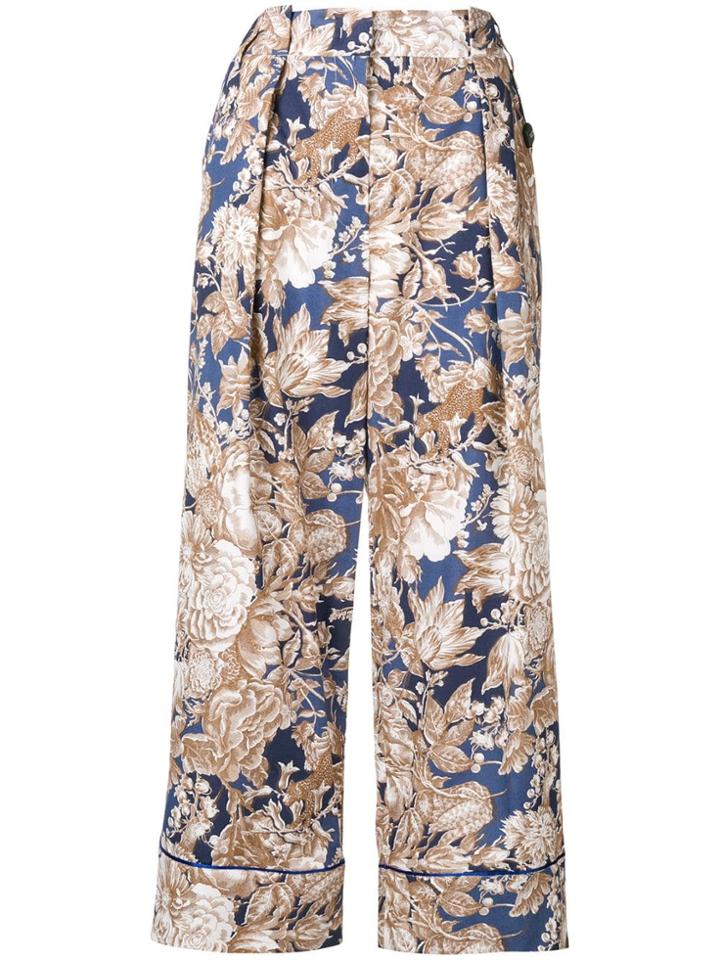 Max Mara Axe Floral Print Trousers - Blue