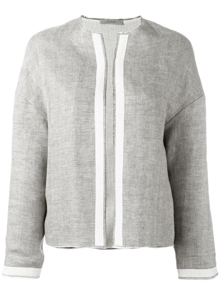 Dusan - Collarless Jacket - Women - Linen/flax - S, Brown, Linen/flax