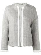 Dusan - Collarless Jacket - Women - Linen/flax - S, Brown, Linen/flax