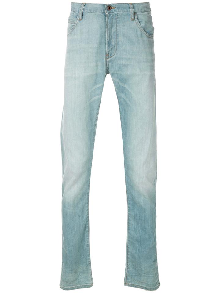 Emporio Armani Faded Straight Leg Jeans - Blue