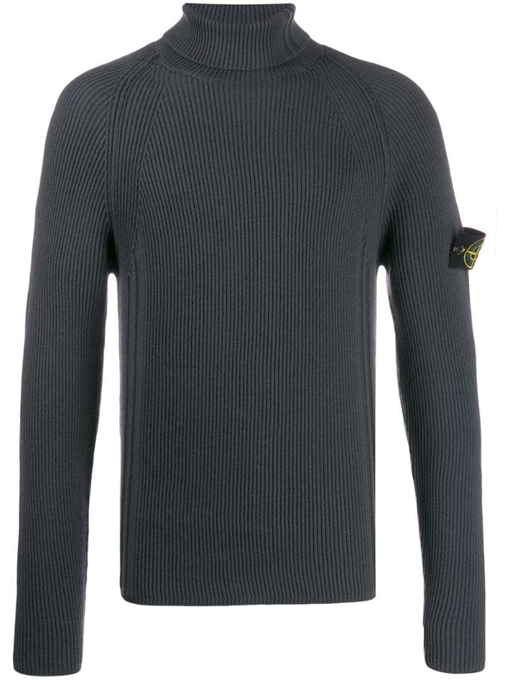Stone Island Ribbed Turtle Neck Jumper - Grey