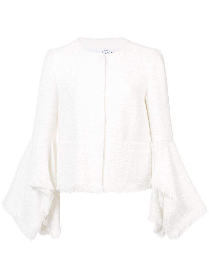 Oscar De La Renta Belle Sleeve Fringe-trim Jacket - White