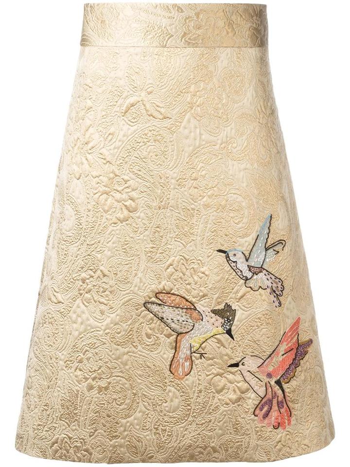 Red Valentino Embroidered Brocade Skirt, Women's, Size: 42, Nude/neutrals, Cotton/polyester/acrylic/silk