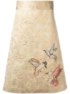 Red Valentino Embroidered Brocade Skirt, Women's, Size: 42, Nude/neutrals, Cotton/polyester/acrylic/silk