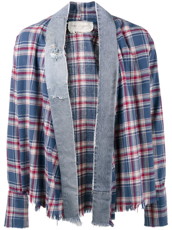 Greg Lauren Vintage Check Denim Kimono - Blue