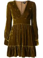 Saloni Textured V-neck Dress - Brown