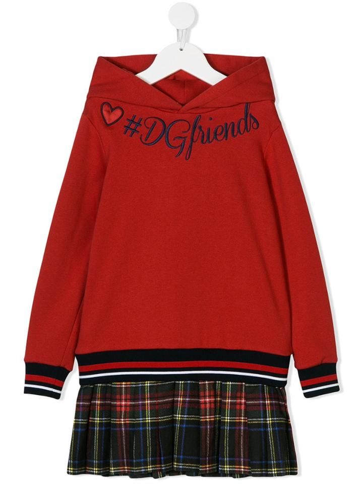 Dolce & Gabbana Kids Kilt Hoodie Dress - Red