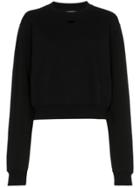 Off-white Arrow Applique Cotton Cropped Sweatshirt - Black