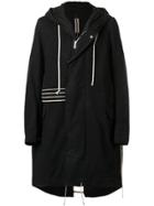 Rick Owens Drkshdw Hooded High Low Coat - Black
