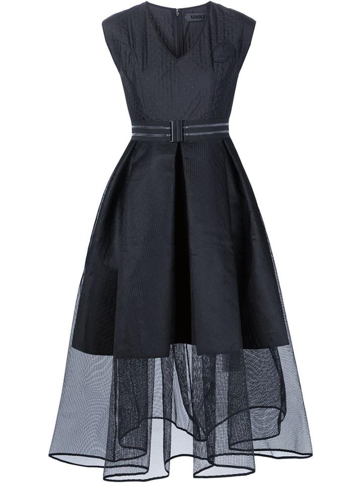 Xiao Li Tulle Skirt V-neck Dress