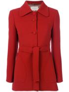 L'autre Chose Belted Fitted Coat - Red