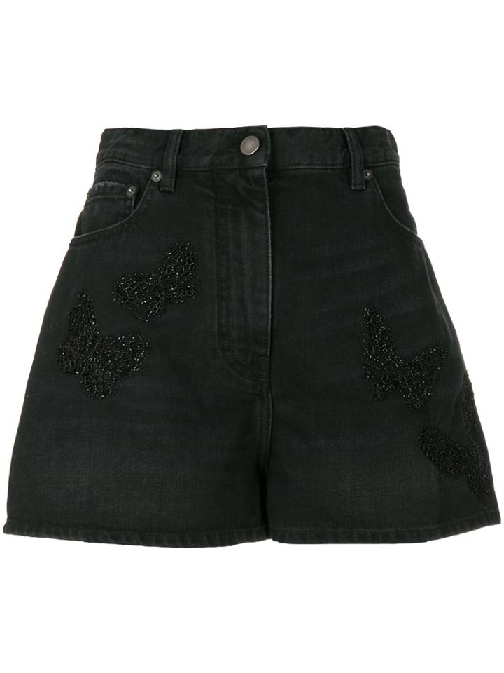 Valentino Loose Fit Denim Shorts - Black