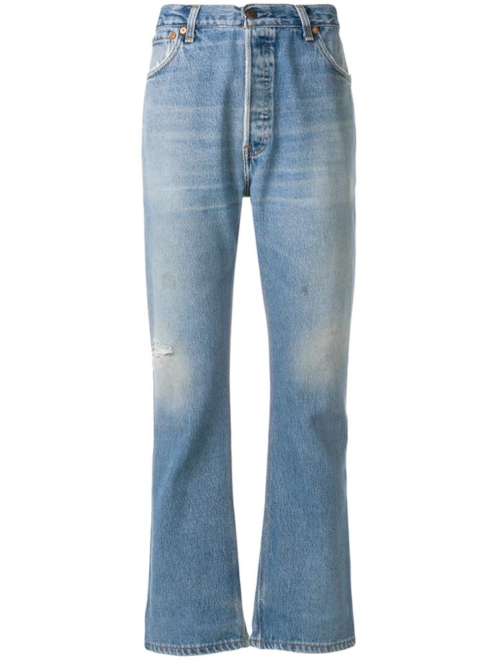 Re/done Distressed High Rise Jeans - Blue