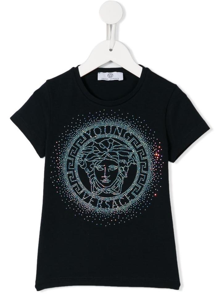 Young Versace Rhinestone Embellished Medusa T-shirt, Girl's, Size: 8 Yrs, Blue