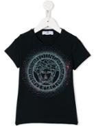 Young Versace Rhinestone Embellished Medusa T-shirt, Girl's, Size: 8 Yrs, Blue