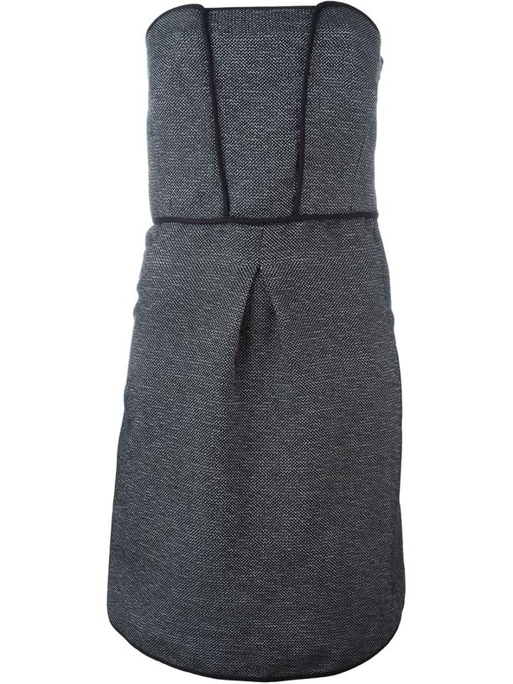 Emporio Armani Piped Trim Strapless Dress