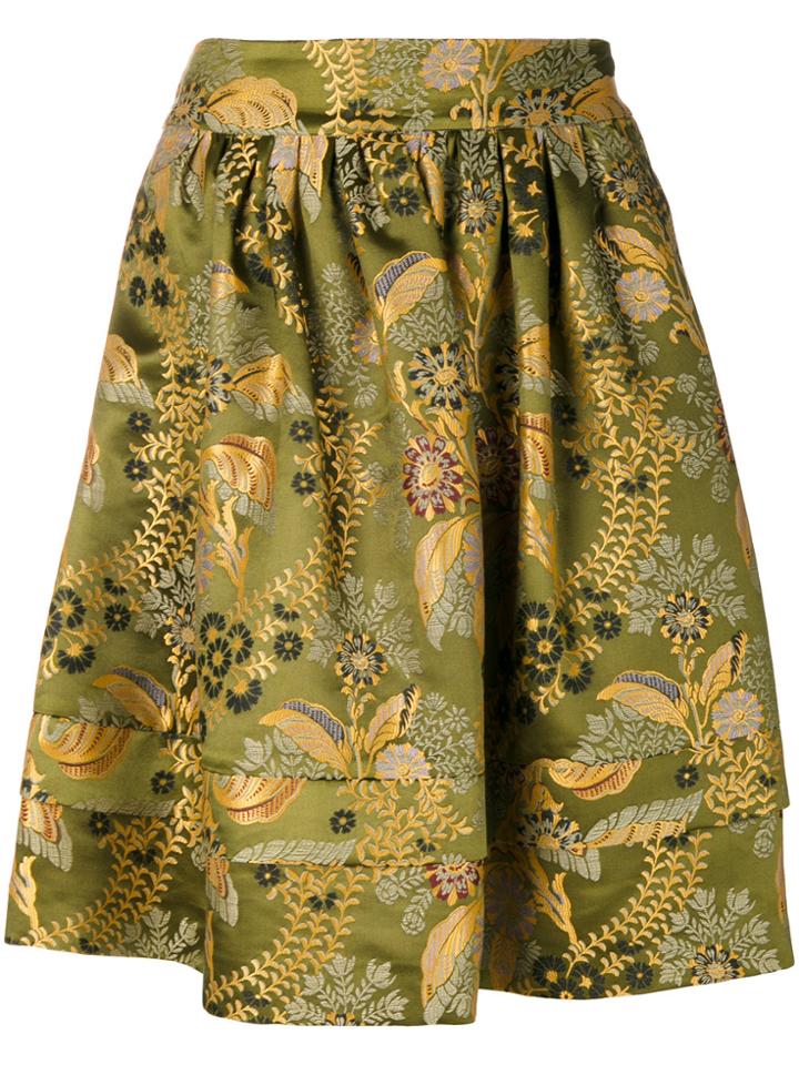 Etro Floral Patterned Full Skirt - Green
