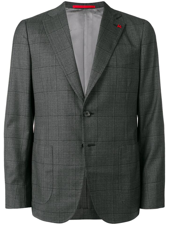 Isaia Check Blazer - Grey