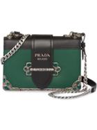 Prada Prada Cahier Leather Shoulder Bag - Green