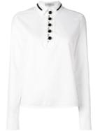 Carven Contrast Button Blouse, Women's, Size: 38, White, Cotton