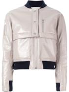 Courrèges Varnished Bomber Jacket, Women's, Size: 34, Nude/neutrals, Cotton/polyurethane/acetate/cupro