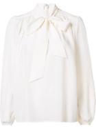 Co Tie Collar Blouse, Women's, Size: Xs, White, Silk