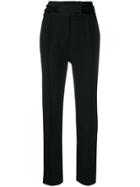 Paule Ka Ruffled Detail Tailored Trousers - Black