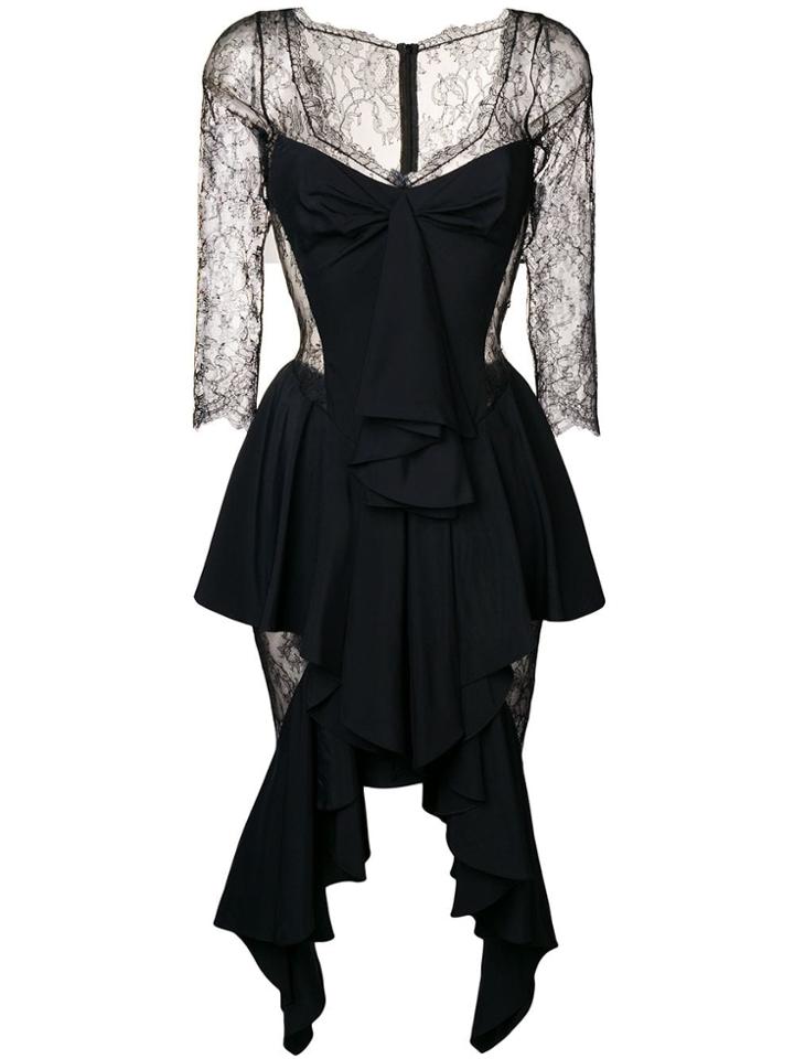Alexandre Vauthier Ruffled Panelled Lace Dress - Black