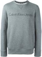 Calvin Klein Jeans Logo Print Swearshirt, Men's, Size: Xl, Grey, Cotton/polyester