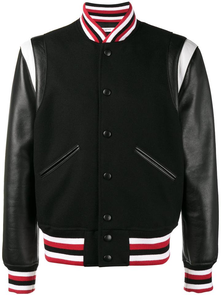 Givenchy - Striped College Jacket - Men - Calf Leather/polyester/cupro/wool - 46, Black, Calf Leather/polyester/cupro/wool