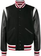 Givenchy - Striped College Jacket - Men - Calf Leather/polyester/cupro/wool - 46, Black, Calf Leather/polyester/cupro/wool